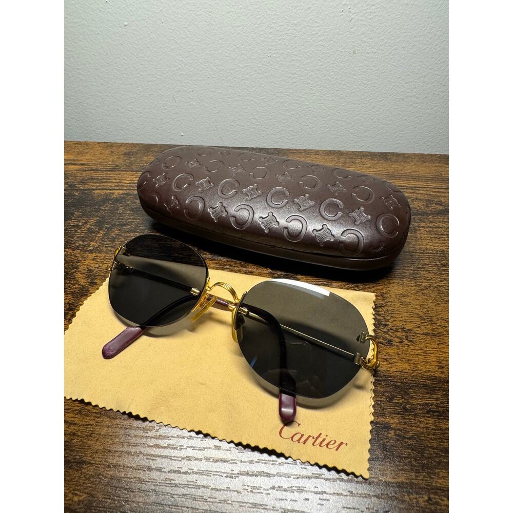 Cartier Vintage Rimless Women’s Prescription Gold Frame Sunglasses Size 130 - Picture 2 of 15